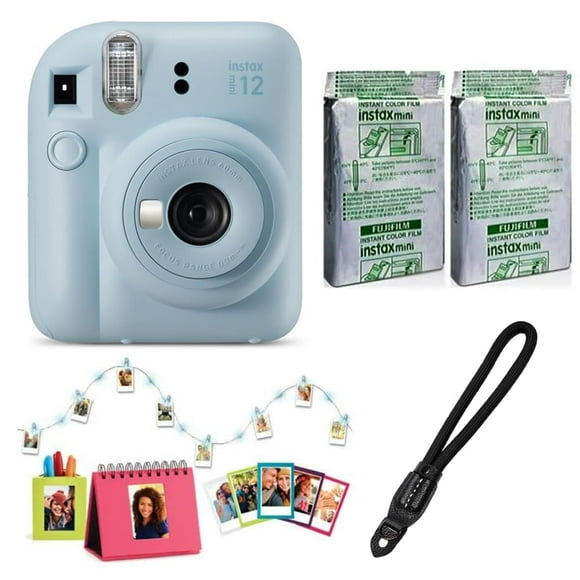 Fujifilm Instax Mini 12 Instant Camera Accessory Kit (Pastel Blue) with Instax Mini Film Foil Pack (2 Pack), Accessory Kit and Rope Wrist Strap