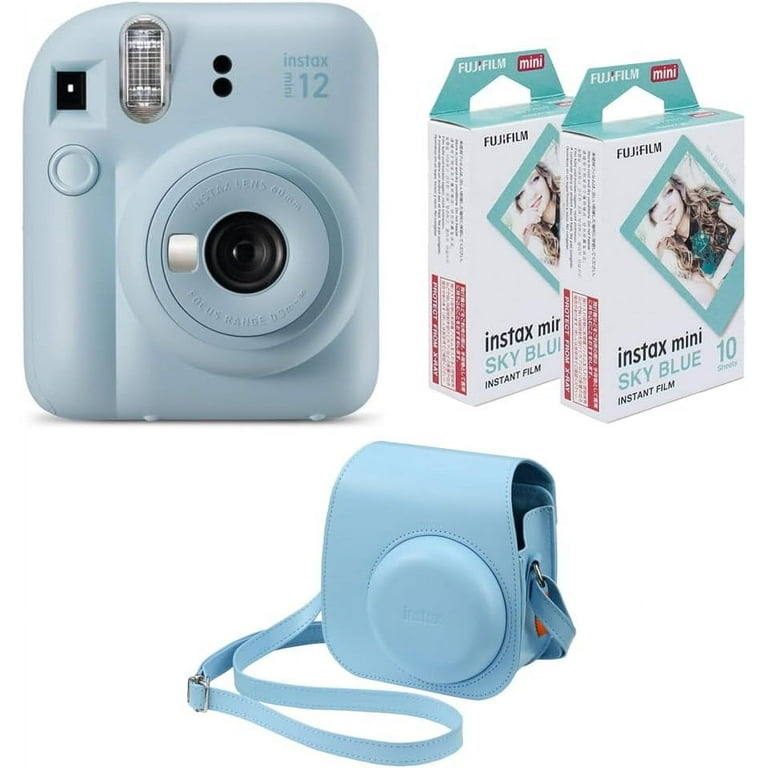 Fujifilm Instax Mini 12 Instant Camera Accessory Kit (Pastel Blue) with Mini  Sky Blue Film (2 Pack), Sky Blue Case 