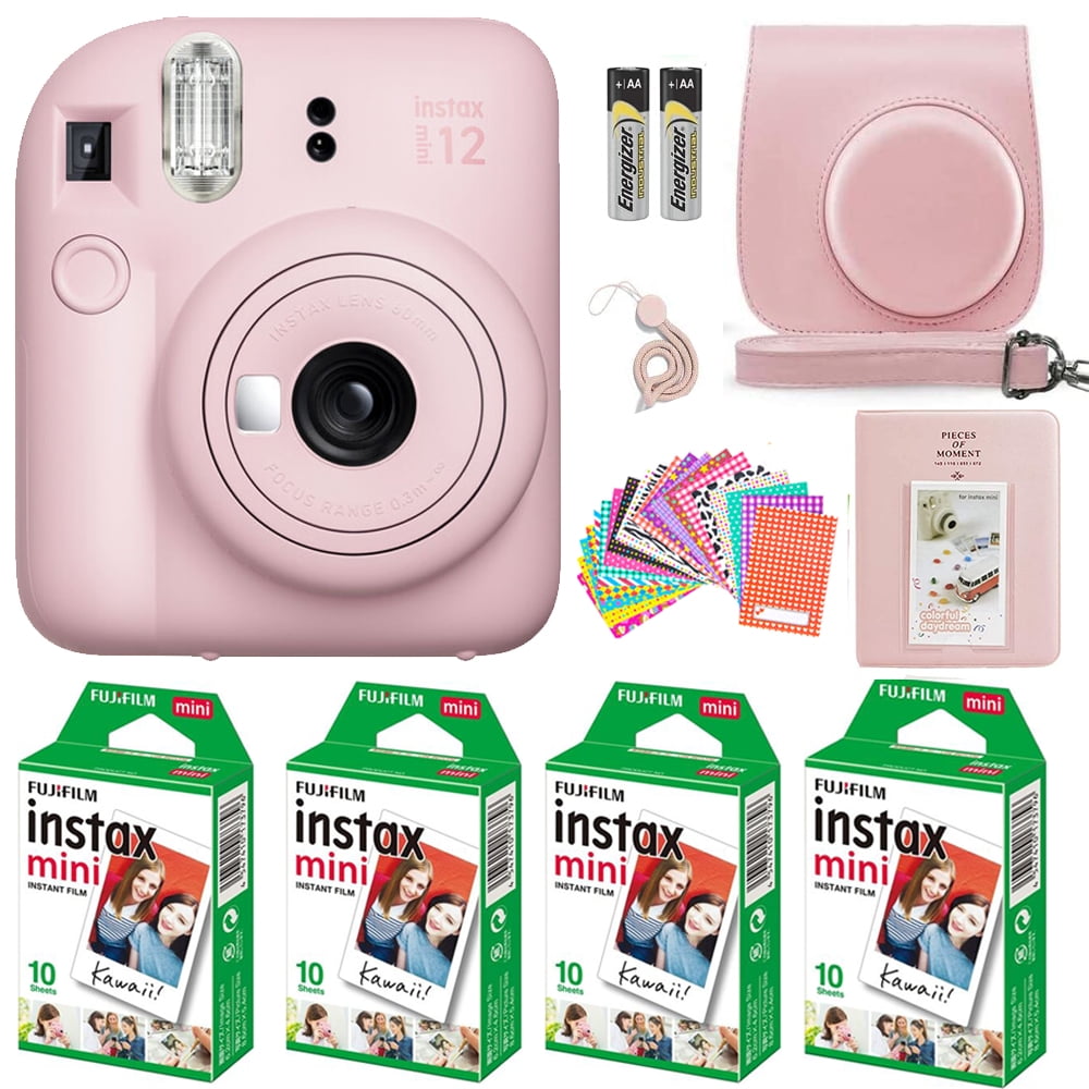 innovation forbedre samtidig Fujifilm Instax Mini 12 Instant Camera Blossom Pink with Fujifilm Instant  Mini Film Value Pack (40 Sheets) with Accessories Including Carrying Case  with Strap, Photo Album, Stickers (Blossom Pink) - Walmart.com