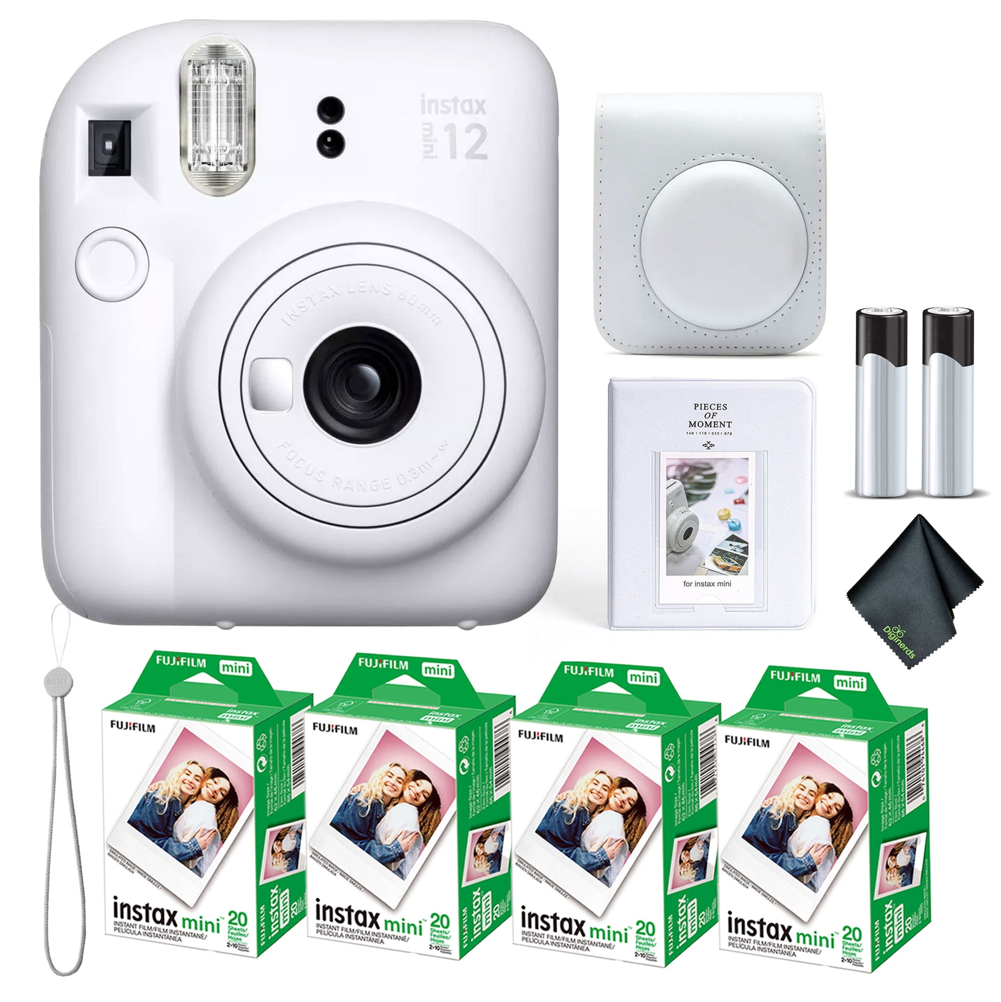 Fujifilm Instax Mini 12 Instant Camera Clay White Bundle with Fuji