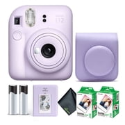 Fujifilm Instax Mini 12 Instant Camera Lilac Purple Bundle with Fuji Instax Mini Film Value Pack 40 Sheets + Protective Carrying Case + Photo Album + Microfiber Cleaning Cloth