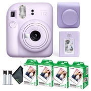 Fujifilm Instax Mini 12 Instant Camera Lilac Purple Bundle with Fuji Instax Mini Film Value Pack 80 Sheets + Protective Carrying Case + Photo Album + Microfiber Cleaning Cloth