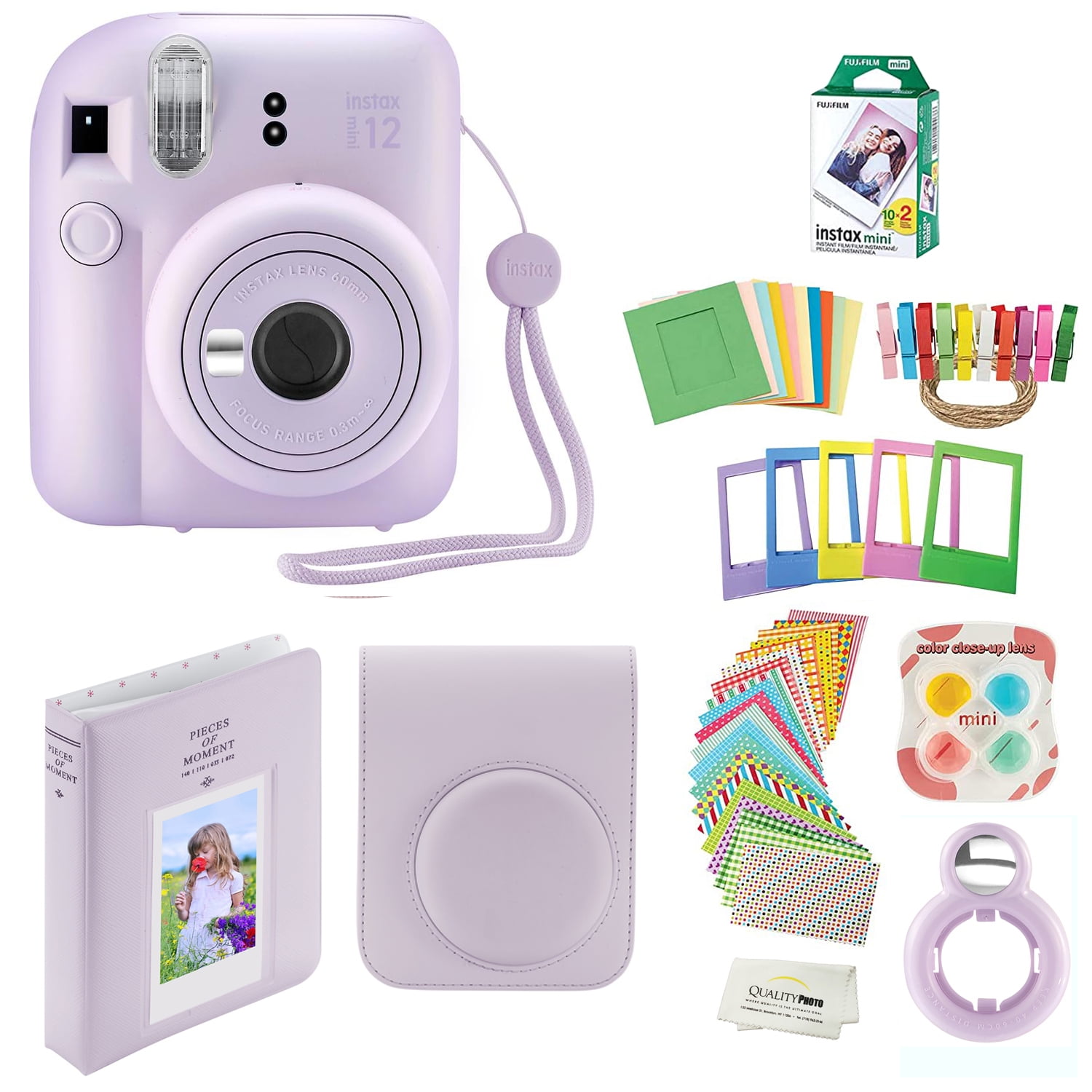 Fujifilm Instax Instax Mini 12 Camera Kit including Case Album 10 Shots &  Stickers - Lilac