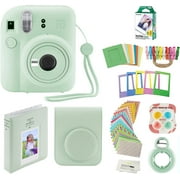Fujifilm Instax Mini 12 Instant Camera with Case, 20 Fuji Films, Decoration Stickers, Frames, Photo Album and More Accessory kit Mint Green