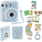 Fujifilm Instax Mini 12 Instant Camera with Case, 20 Fuji Films, Decoration Stickers, Frames, Photo Album and More Accessory kit Pastel Blue