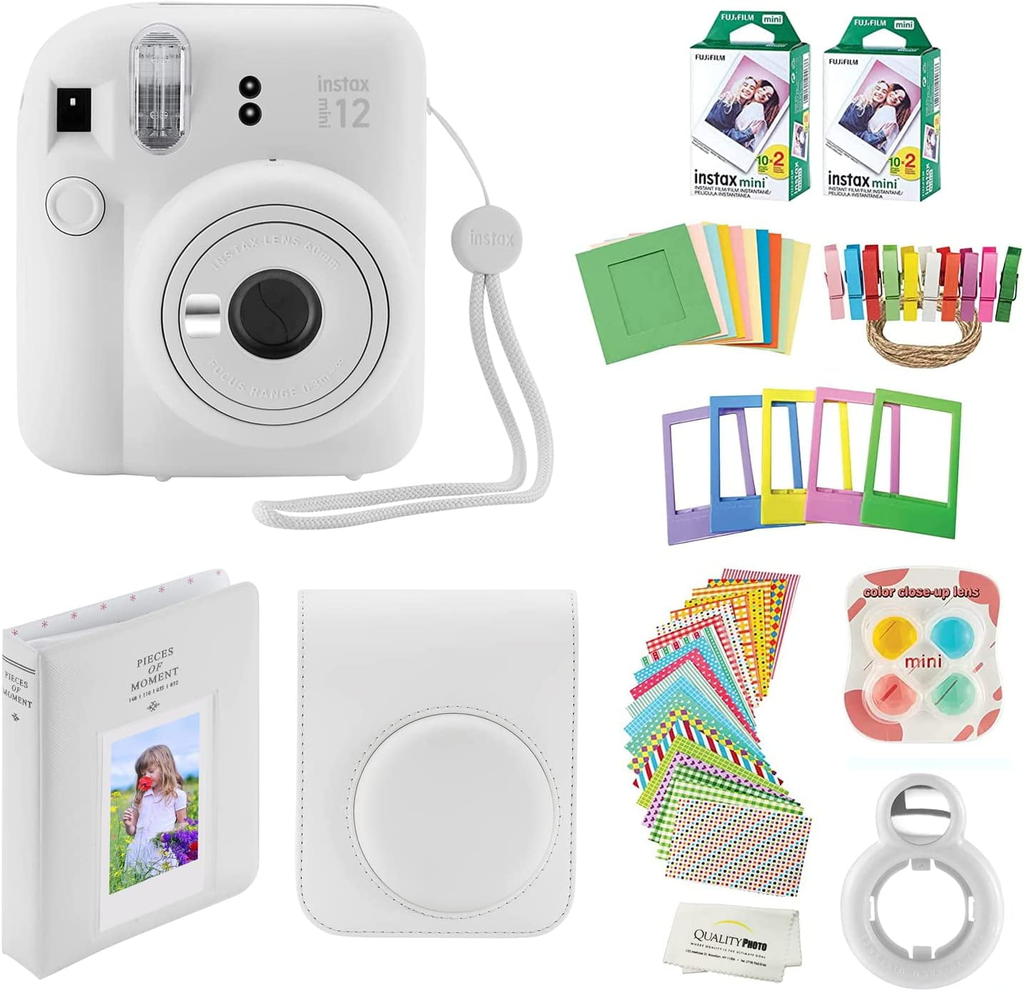  Fujifilm Instax Mini 12 Instant Camera, Clay White Camera with  40 Photo Sheets, Cleaning Cloth, and App, Portable, Easy to Use, Automatic  Settings, Front Mirror for Selfies, 2 AA Batteries : Electronics