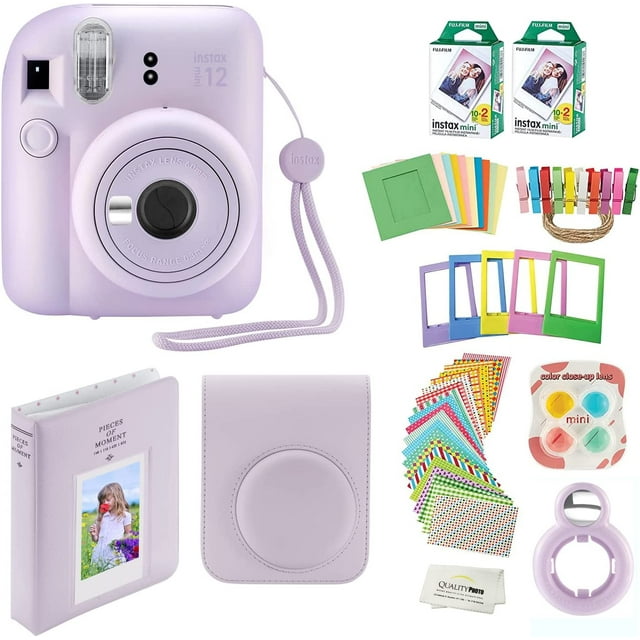 Fujifilm Instax Mini 12 Camera Bundle: Case, 40 Films, Album, Frames ...