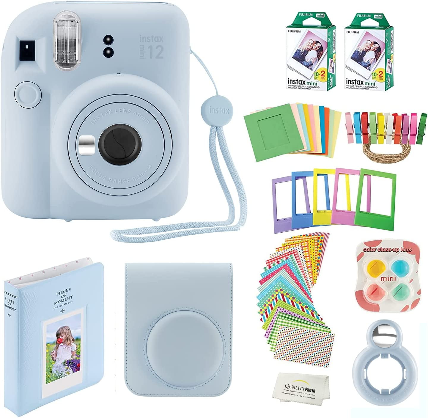 Fujifilm Instax Mini 12 Instant Camera Clay White + Fuji Film Value Pack  (40 Sheets) + Shutter Accessories Bundle, Incl. Compatible Carrying Case