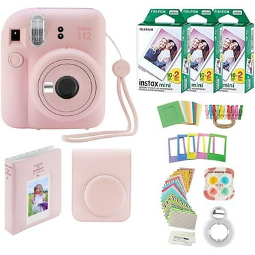 Fujifilm Instax Mini 12 Instant Camera with Case, 60 Fuji Films, Decoration Stickers, Frames, Photo Album and More Accessory kit (Blush Pink)