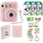 Fujifilm Instax Mini 12 Instant Camera with Case, 60 Fuji Films, Decoration Stickers, Frames, Photo Album and More Accessory kit Blush Pink