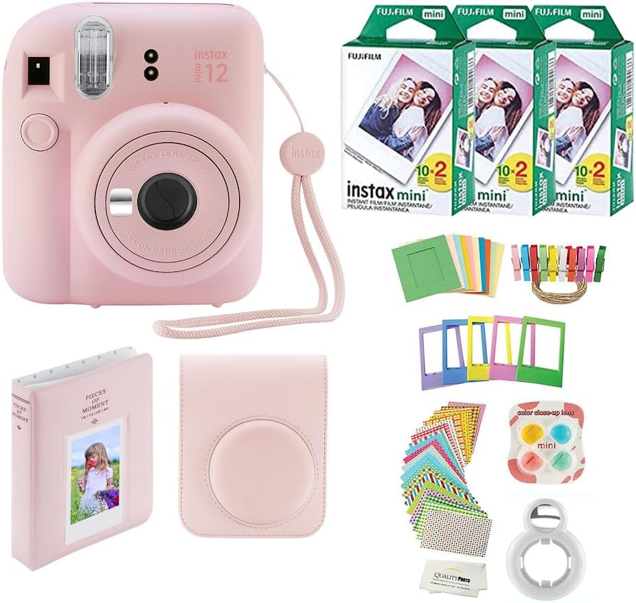 Étui Et Accessoires Pour Instax Mini 12 - Coque De Protection, Album 64 Poches, Filtres, Cadres, Autocollants - Vert