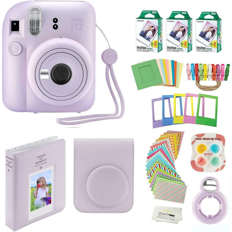 Fujifilm Instax Mini 12 Instant Camera with Case, 60 Fuji Films, Decoration  Stickers, Frames, Photo Album and More Accessory kit (Lilac Purple) 
