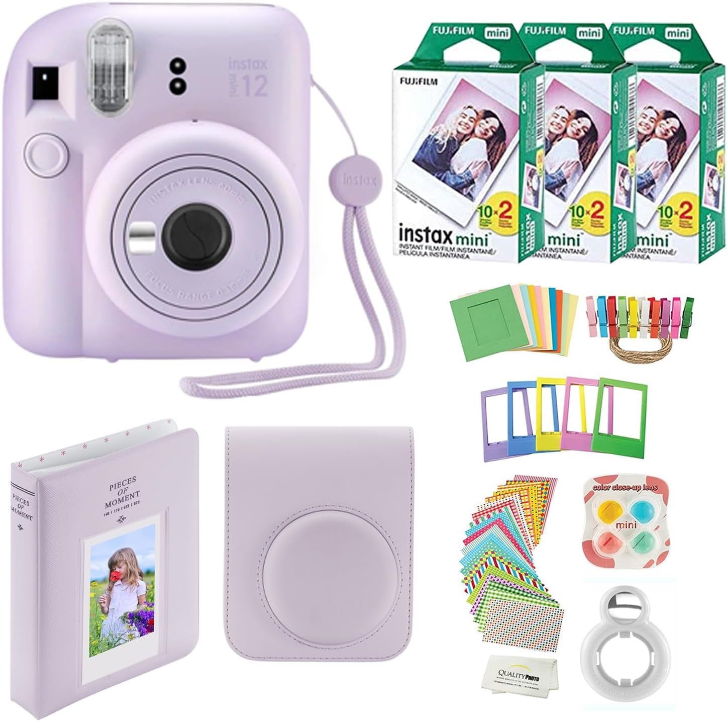 Fujifilm Instax Mini 12 Instant Camera, Lilac Purple, Case, 60
