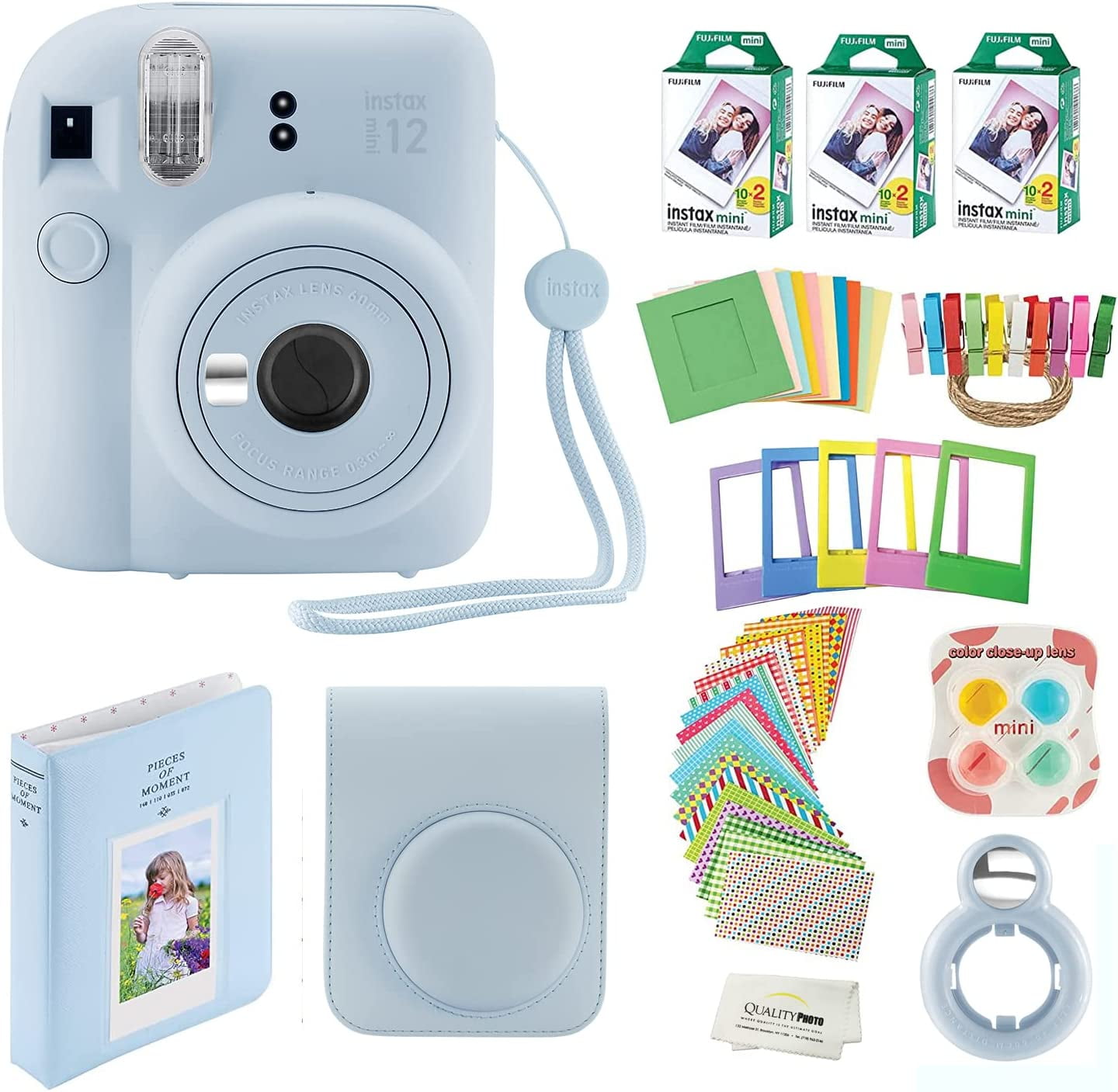 Instax Mini 12 Camera Kit including Case Album 10 Shots & Stickers - Lilac
