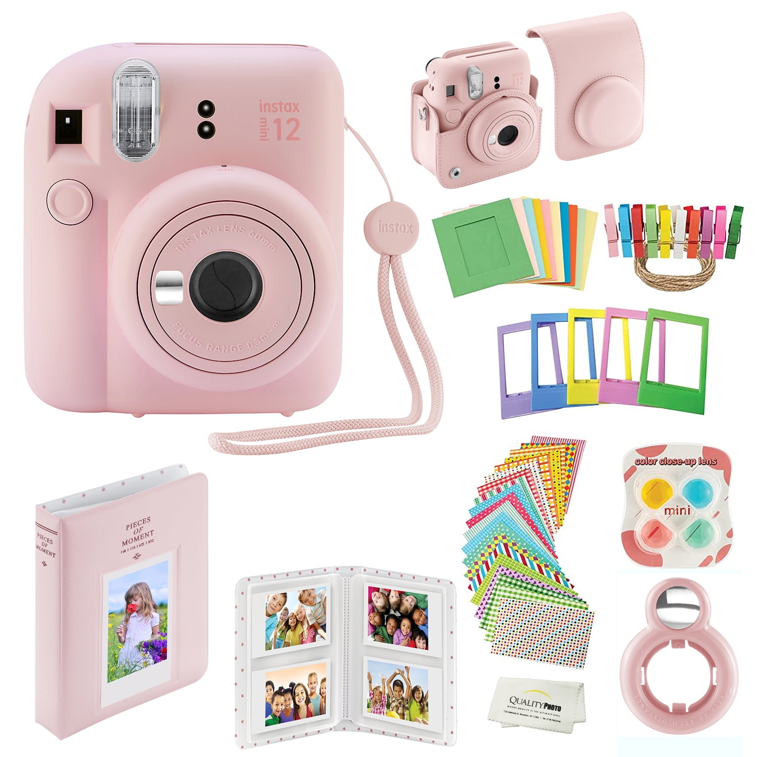 Fujifilm Instax Mini 12 Instant Camera with Case, Decoration Stickers,  Frames, Photo Album and More Accessory kit (Mint Green) 