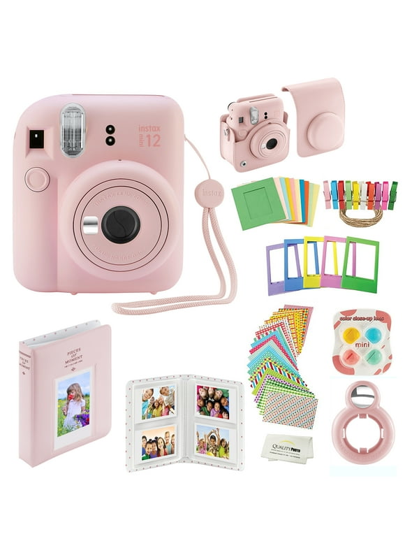 Fujifilm Instax Mini 12 Instant Camera with Case, Decoration Stickers, Frames, Photo Album and More Accessory kit (Blossom Pink)
