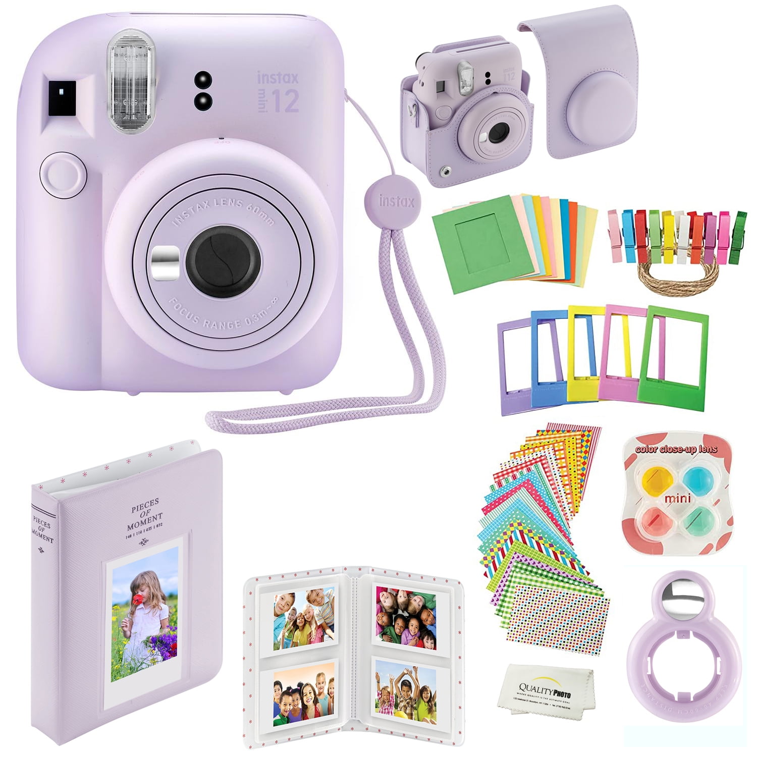 Fujifilm Instax Mini 12 Instant Camera with Case, Decoration Stickers,  Frames, Photo Album and More Accessory kit (Pastel Blue)