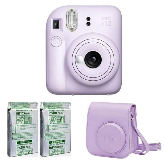 Fujifilm Instax Mini 12 Instant Camera with Instax Mini Film - Foil Pack (2 Pack) & Case Accessory Kit (Lilac Purple)
