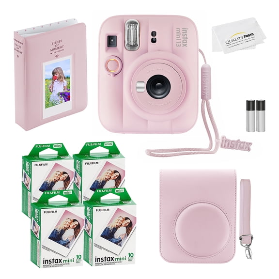 Fujifilm Instax Mini 13 Instant Camera, 40 Photo Prints, Photo Album, Case & Quality Photo Microfiber Cloth- Candy Pink