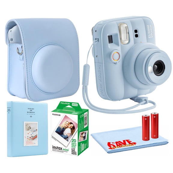 Fujifilm Instax Mini 13 Instant Film Camera Frost Blue | Auto Exposure, Selfie Mirror, Close-Up Mode + 20 Sheets Film + Carrying Case + Photo Album + Cleaning Cloth