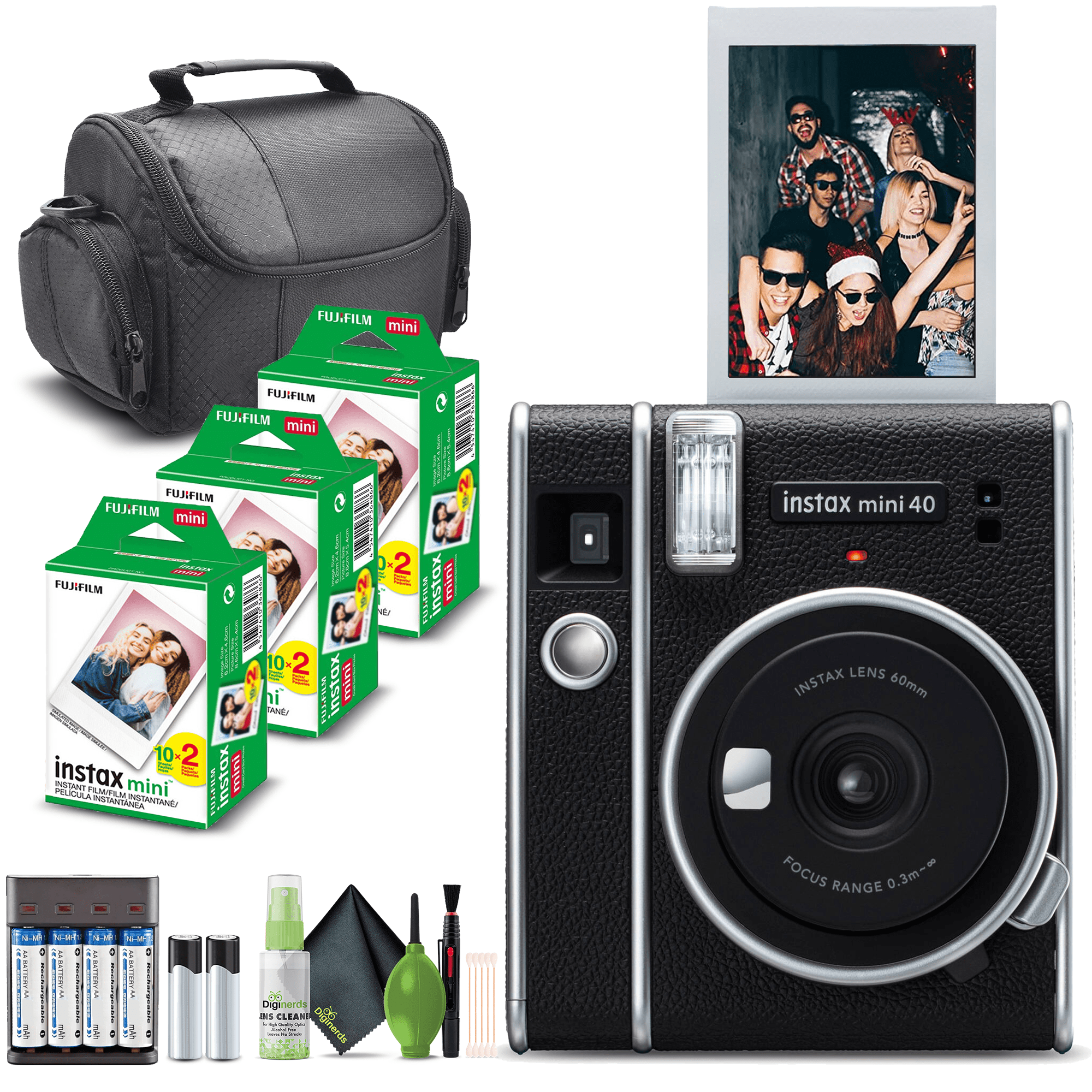 Fujifilm Instax Mini 40 Instant Camera Black, Vintage Look, Selfie