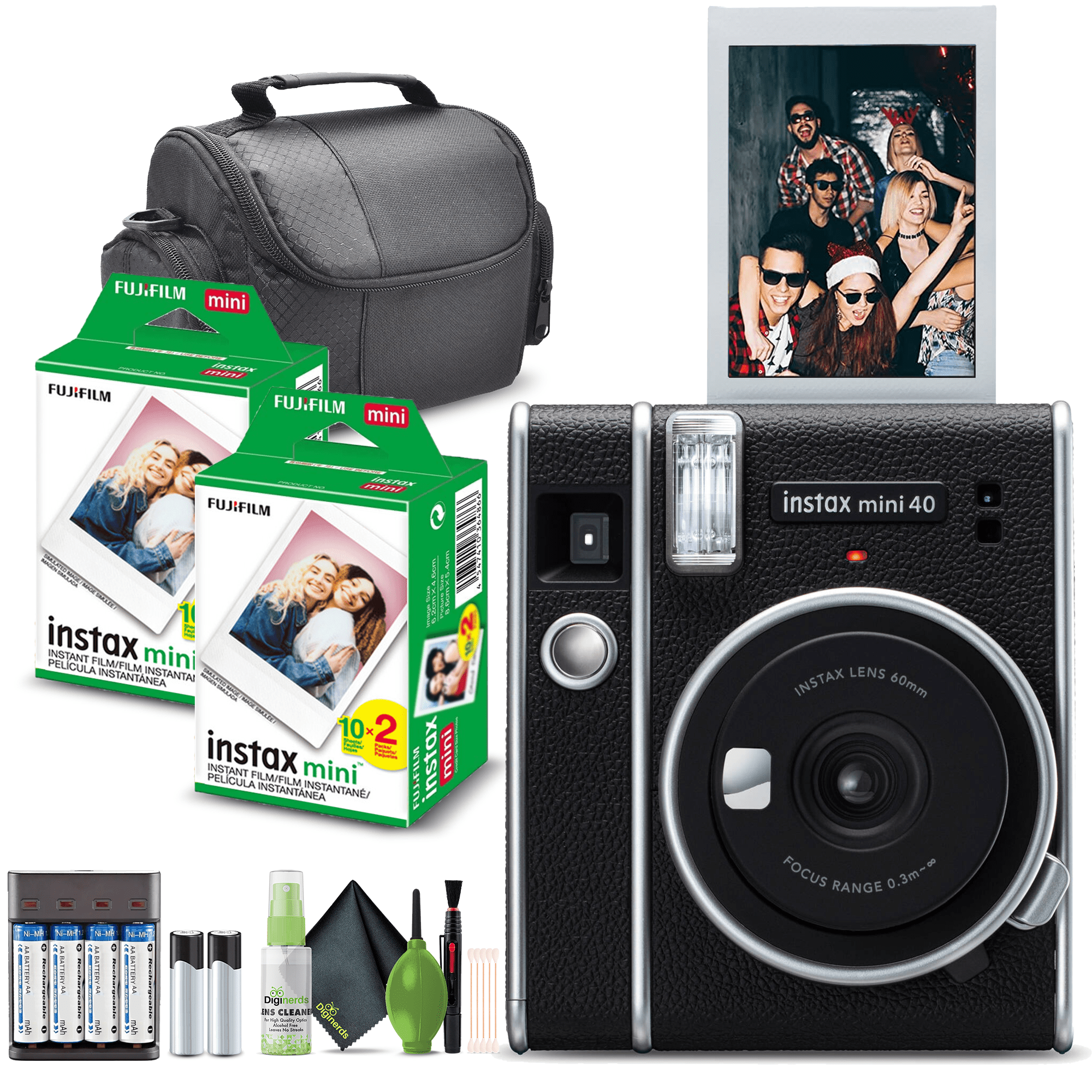Fujifilm Instax Mini 40 Instant Camera Black, Vintage Look, Selfie