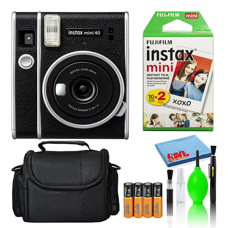 Buy Fujifilm Instax Mini 40 Instant Film Camera (Black) Bundle with (20)  Instax Mini Instant Film Shots + Padded Carrying Bag + (4) Rechargeable  Batteries + Deluxe Cleaning Kit Online at Lowest