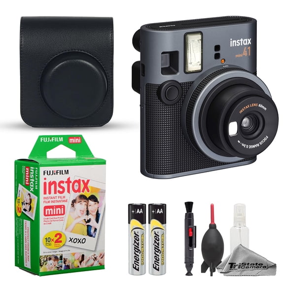 Fujifilm Instax Mini 41 Instant Film Camera (Black) + Case + Instax Mini Instant Film (20 Sheets) + Cleaning Kit