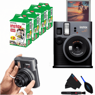 Fujifilm Instax Mini 41 Instant Film Camera with Twin Pack, Microfiber Cloth, Black