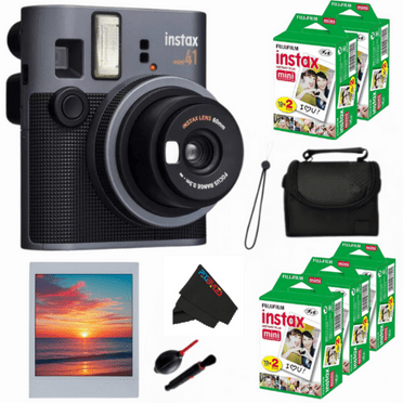 Fujifilm Instax Mini 41 Instant Film Camera with Twin Pack, Microfiber Cloth, Black