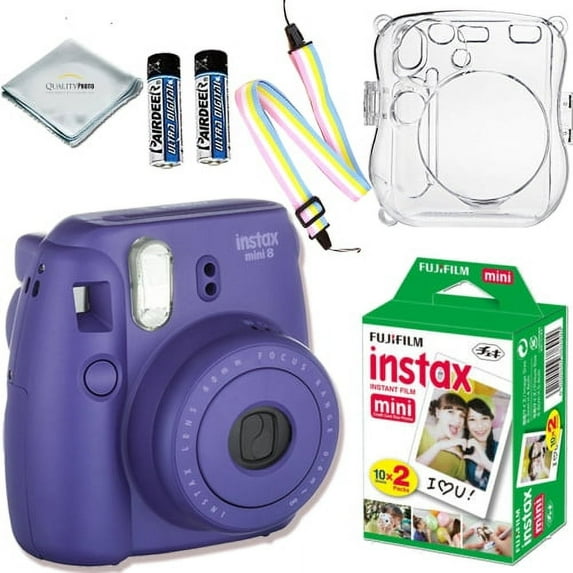 Fujifilm Instax Mini 8 Camera (Grape) + Fujifilm INSTAX Mini Instant Film (20 Exposures) + Accessories Kit for Fujifilm Instax Mini 8 Camera
