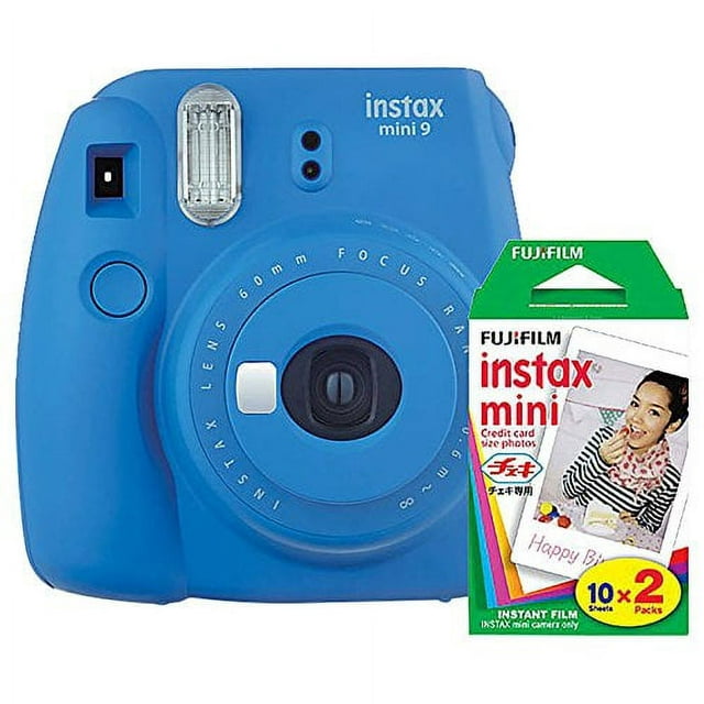 Fujifilm Instax Mini 9 (Cobalt Blue) Instant Camera with Mini Film Twin Pack