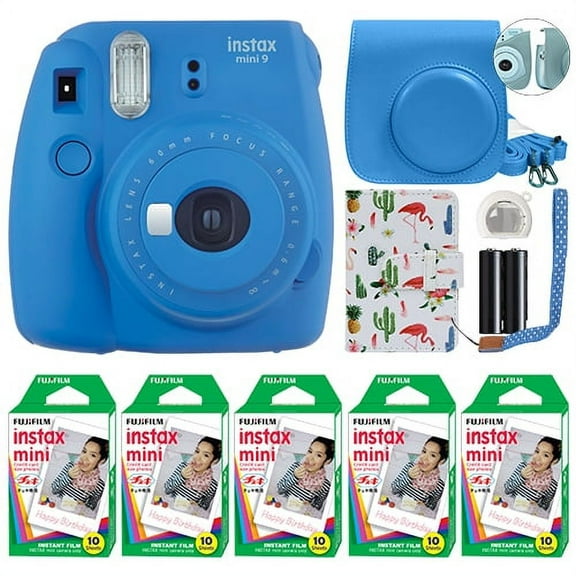 Fujifilm Instax Mini 9 Fuji Instant Camera Cobalt Blue + 50 Film Sheets Classy Kit