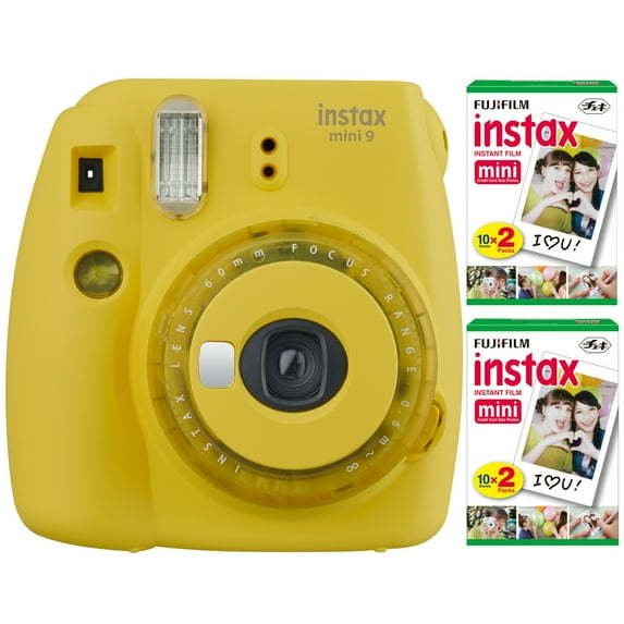 Fujifilm instax Mini 9 Instant Camera (Yellow) with 2X20 Film Pack (40 Sheets) Bundle