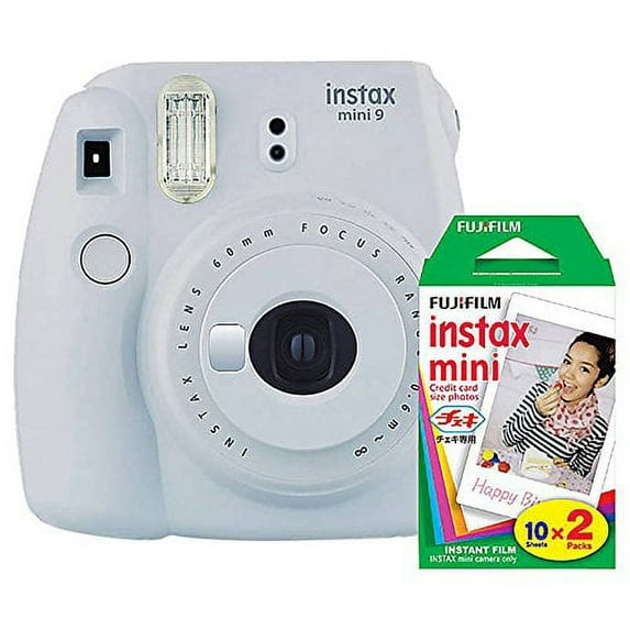 Fujifilm Instax Mini 9 (Smokey White) Instant Camera with Mini Film Twin Pack