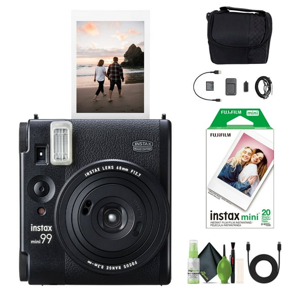 Fujifilm Instax Mini 99 Analog Instant Film Camera Bundle with Instax Mini Instant Film (20 Exposures) + Travel Bag + Lens Cleaning Kit, Perfect Camera for Kids, Wedding, Birthday Or Any Occasion