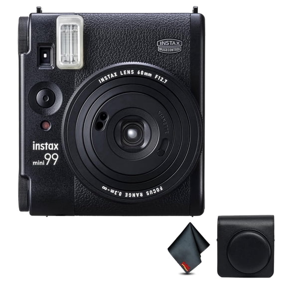 Fujifilm Instax Mini 99 Instant Camera Bundle with Vintage Style Compatible Carrying Case - Black + More