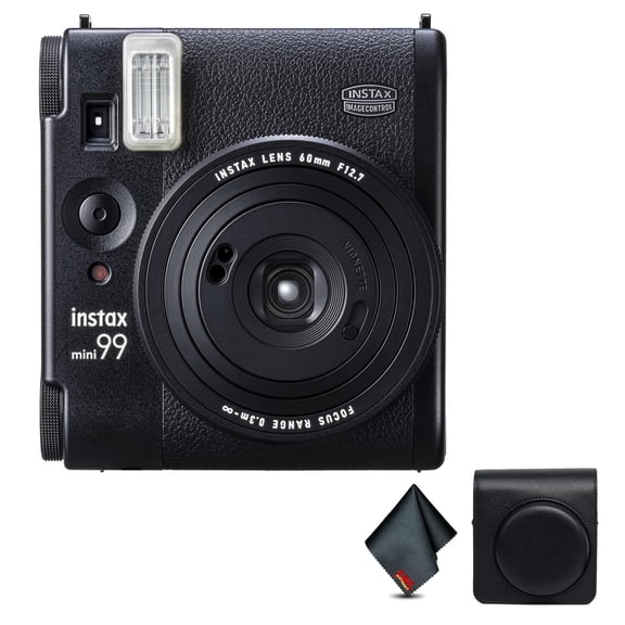 Fujifilm Instax Mini 99 Instant Camera Bundle with Vintage Style Compatible Carrying Case - Black + More