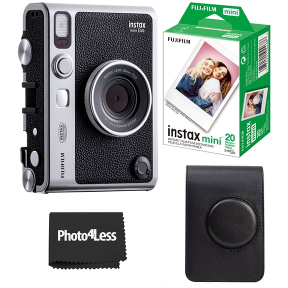 Fujifilm Instax Mini EVO Hybrid Black Instant Camera Bundle with Case Compatible with Fuji...