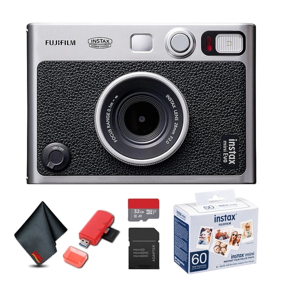 Fujifilm Instax Mini EVO Limited Edition Hybrid Instant Camera - Bundle - Silver