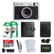 Fujifilm Instax Mini Evo Hybrid Instant Camera Black Bundle with 20-Exposure Film, 32GB microSD Card, Protective Case, Photo Album, Screen Protectors, USB Card Reader