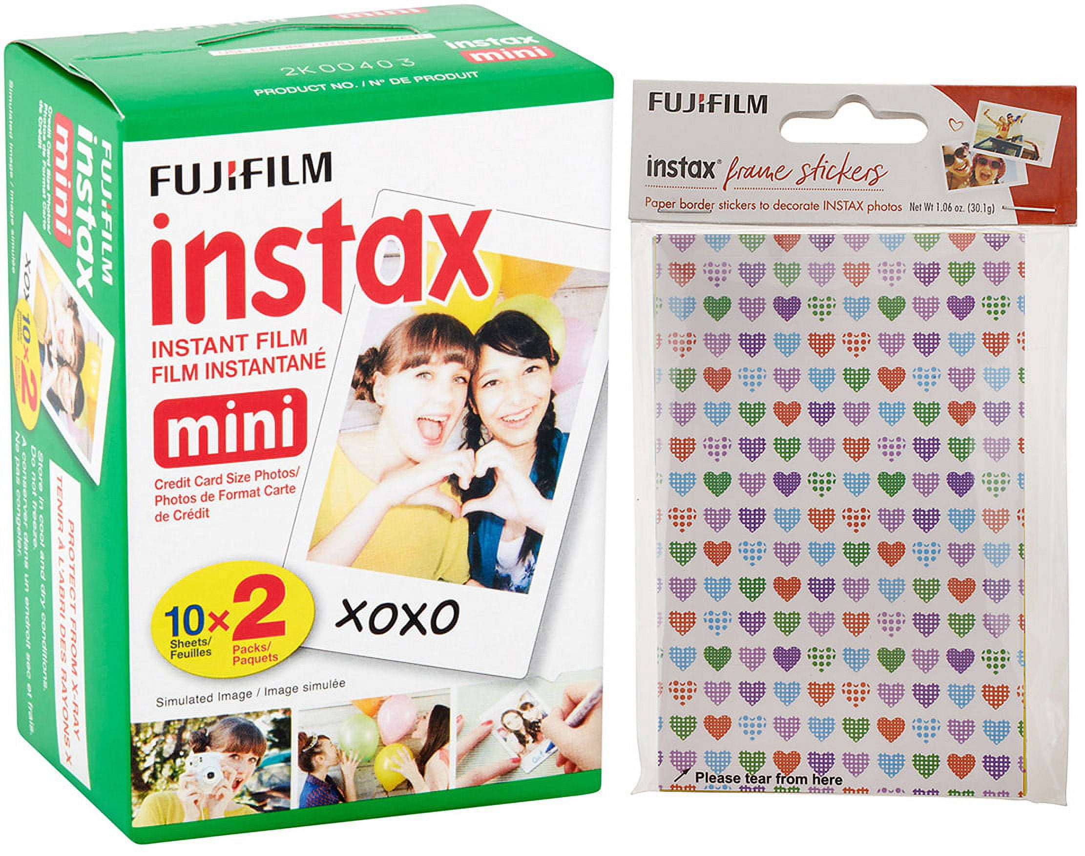Fujifilm Instax Mini Film (20 sheets) + Frame Stickers Bundle