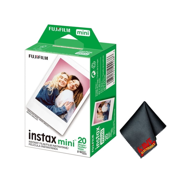 Fujifilm Instax Mini Instant Camera Film (20 Exposure)   Cleaning Cloth