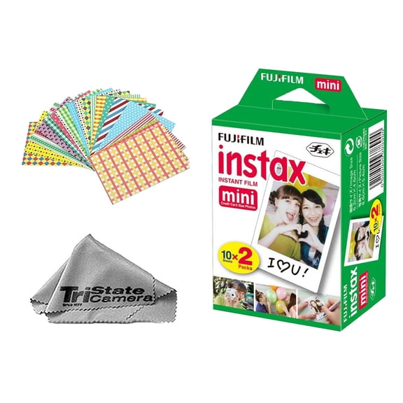 Fujifilm Instax Mini Instant Film (20 Exposures) + Frame Stickers + Microfiber Cloth