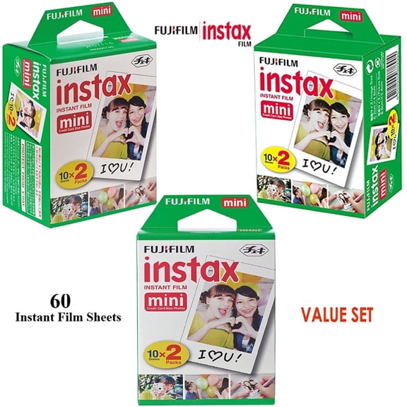 Fujifilm 16437396 Instax Mini Twin Pack Picture Format Instant Daylight Film Pack of 3 (60 Shots)
