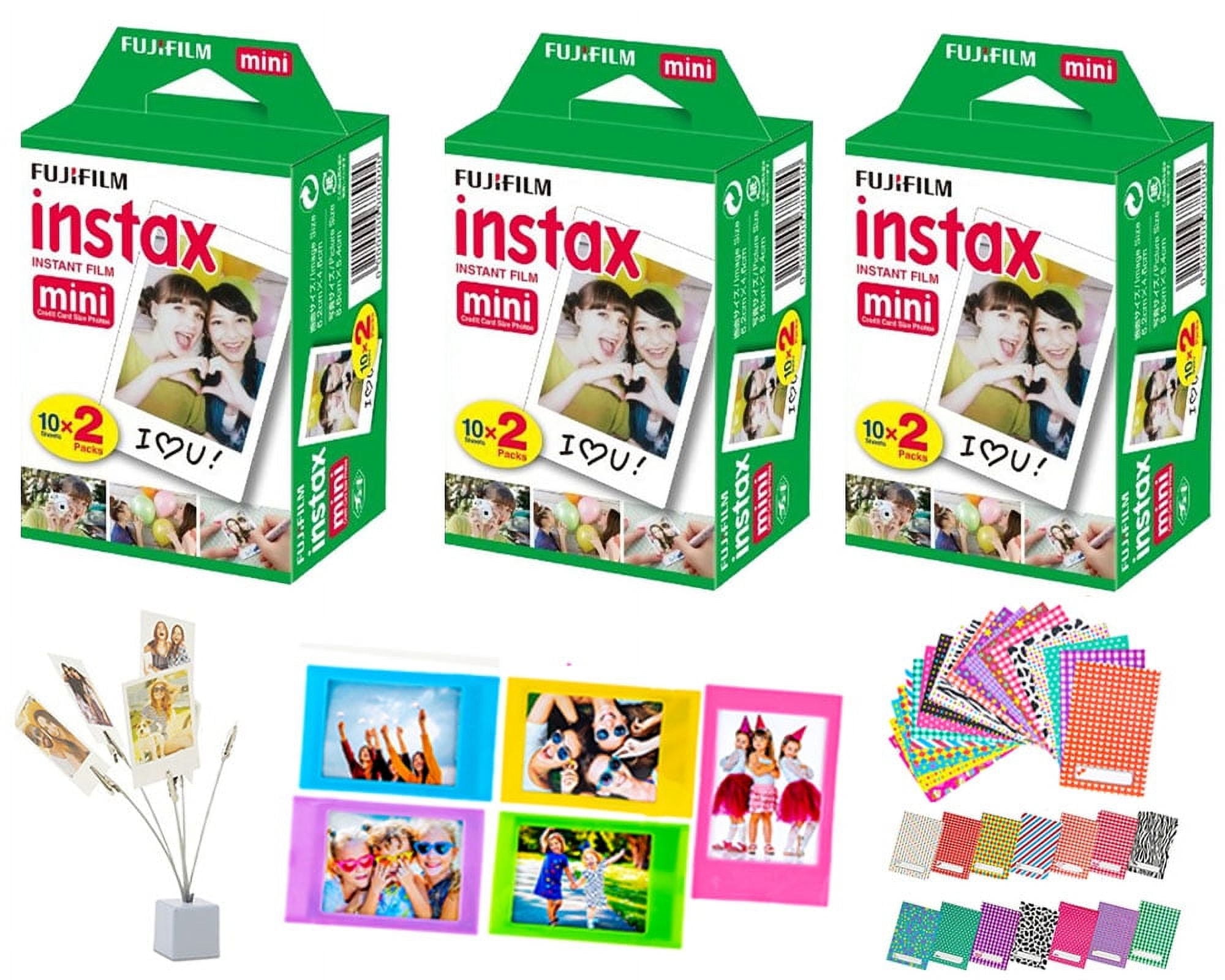 Fujifilm Instax Mini Film, 3 Twin Packs (60 Sheets), 40 Sticker