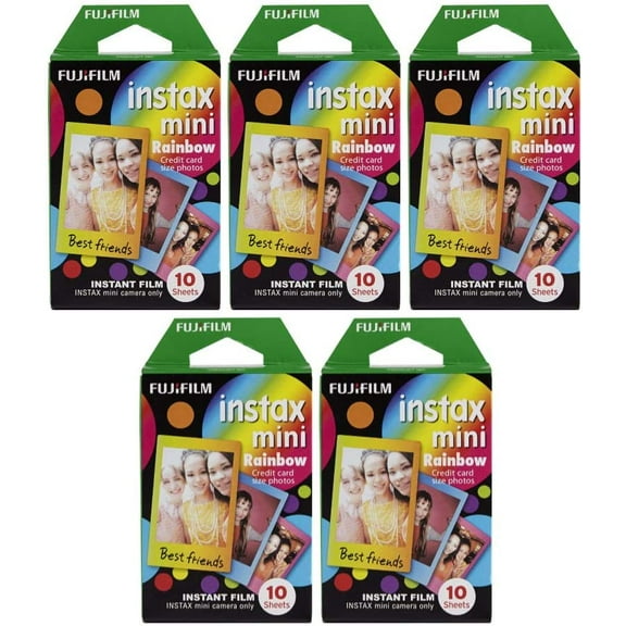 Fujifilm Instax Mini Instant Rainbow Film Bundle with 50 Film Sheets