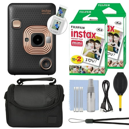 Fujifilm Instax Mini LiPlay Instant Camera Elegant Black + 40 Film Accessory Kit