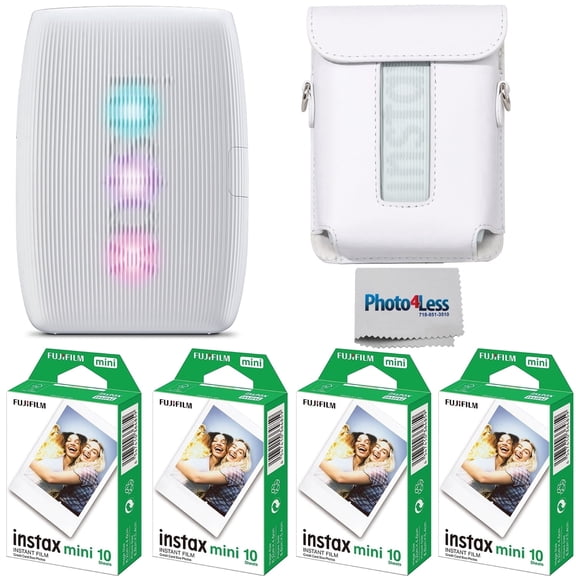 Fujifilm Instax Mini Link 3 Printer (Clay White) Bundle with Fujifilm Instax Mini film (40 sheets), Instax Mini LINK 3 Protective Case