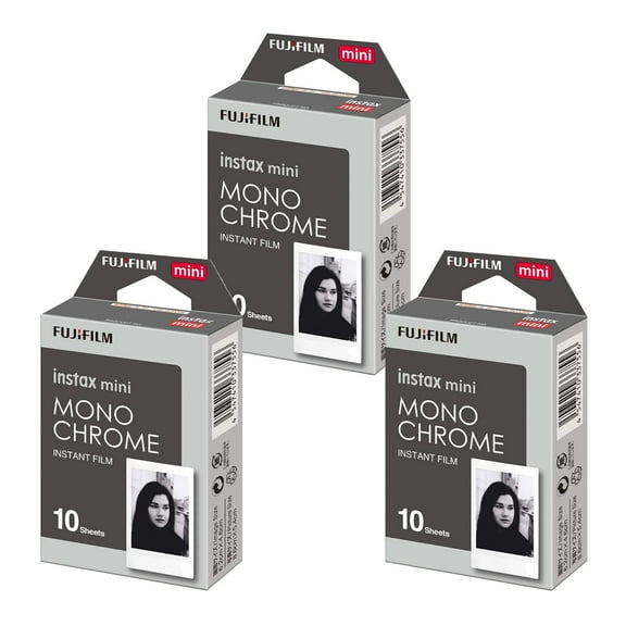 Fujifilm Instax Mini Monochrome Film (10 Exposures, Credit Card-Sized) 3-Pack